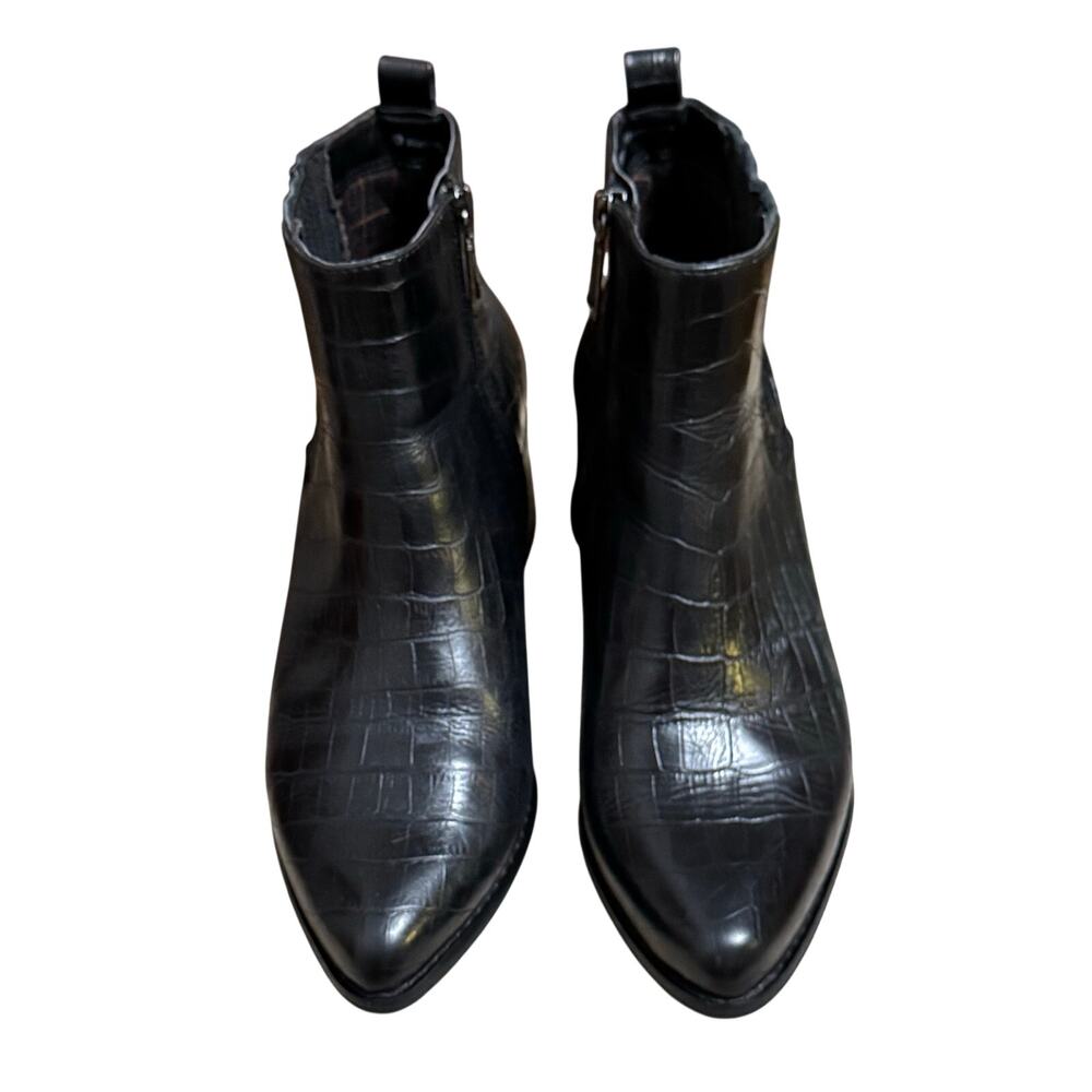 Blondo Elvina Waterproof Croc Embossed Ankle Boots Black 7.5 - Picture 2 of 7